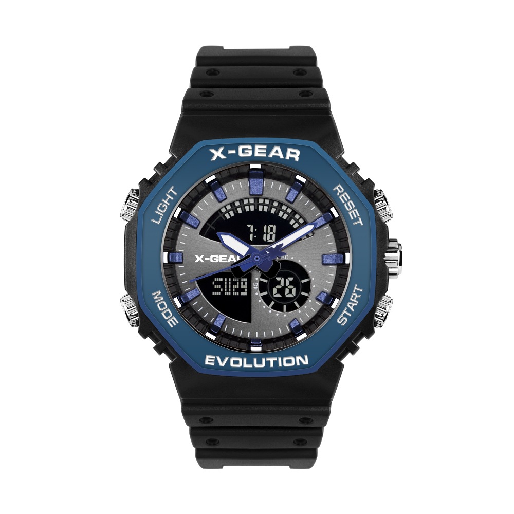 x-gear男士新款皇家运动橡树手表多功能防水计时双显电子手表