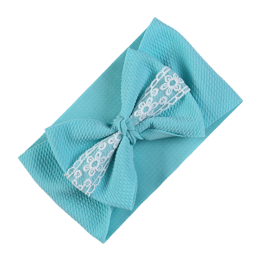 European and American Stock Big Bow Polyester Seersucker Lace Headband Children Headwear Baby Care Door Hair Band