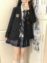 西装外套女秋冬季学院风黑色校供感小个子西服上衣女