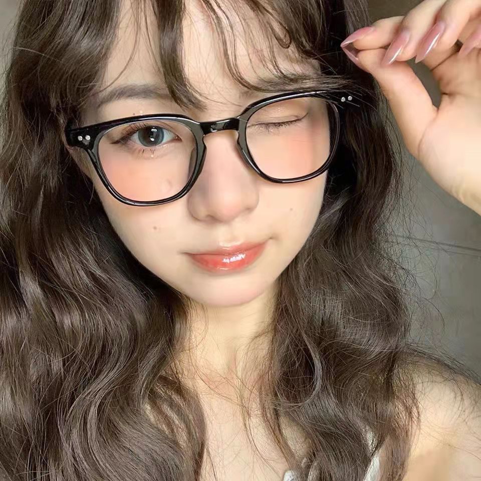 腮红眼镜黑框女时尚韩版小红书抖音ins同款素颜眼镜渐变粉纯欲风