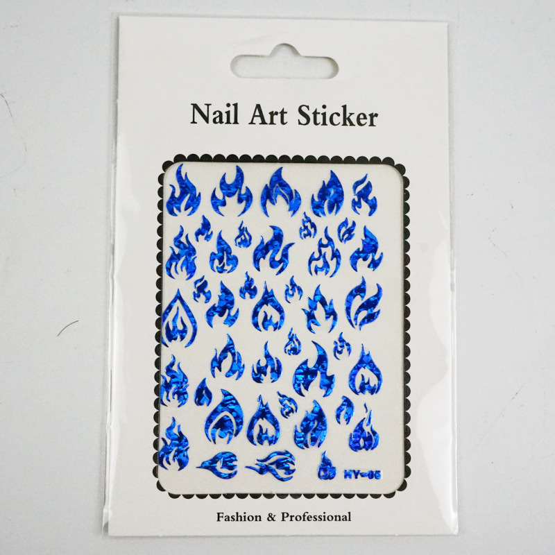 Nail Stickers Paper Self-Adhesive Flame Sticker Internet Celebrity Decals Black and White Gold and Silver Flame Adhesive Nail Sticker Decoration Nail Stickers