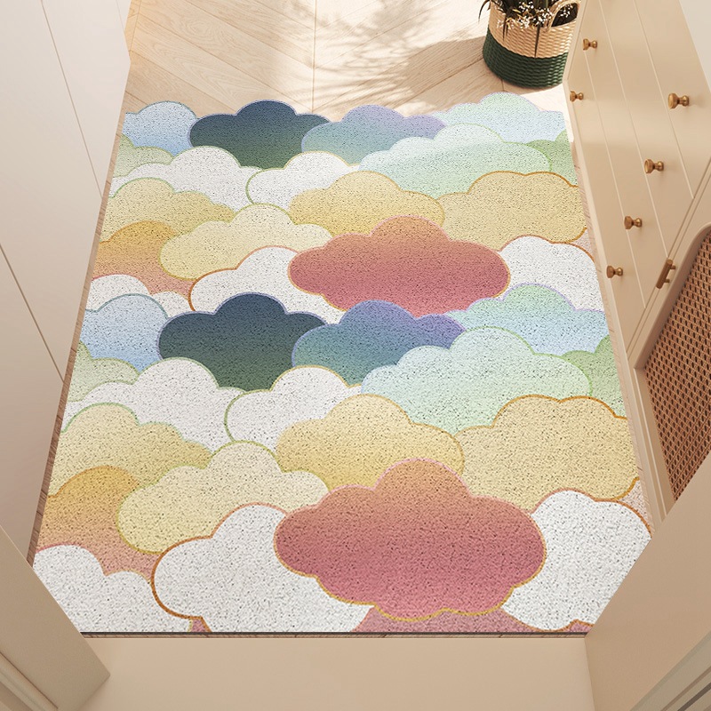 Modern Simple Rainbow Entrance Door Scraping Mud Foot Mat Home Doorway Non-Slip Dust Removal Wire Ring Home Mat