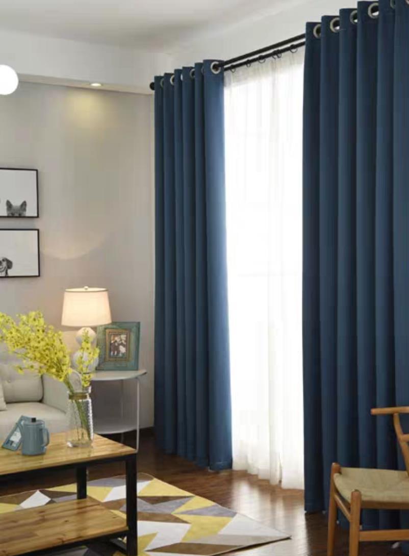 公寓窗帘简约现代网红卧室遮光布遮阳工程飘窗高精密窗帘成品高