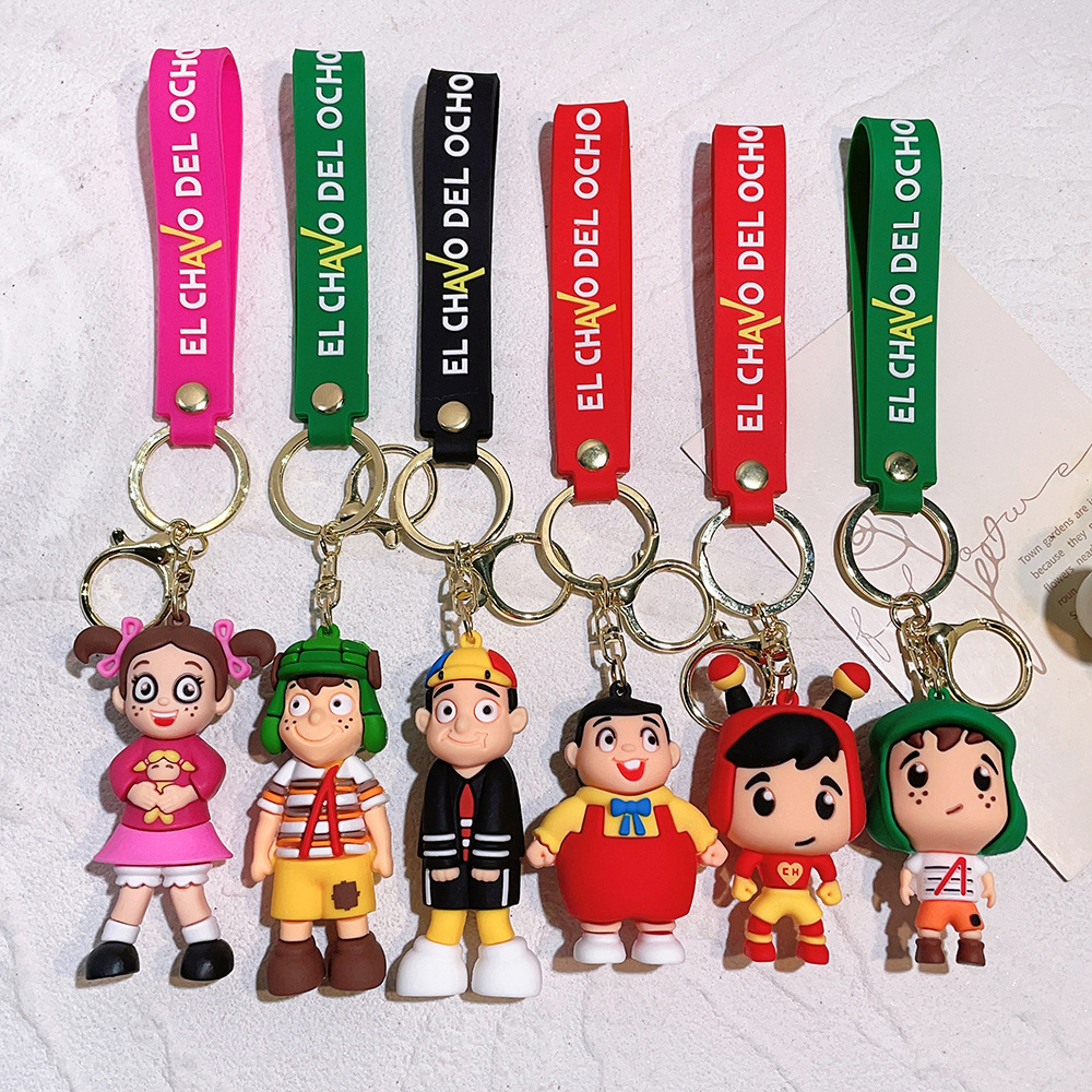 El Chavo Del Ocho Cartoon Boy Girl School Bag Car Key Pendant Doll Small Ornaments Keychain