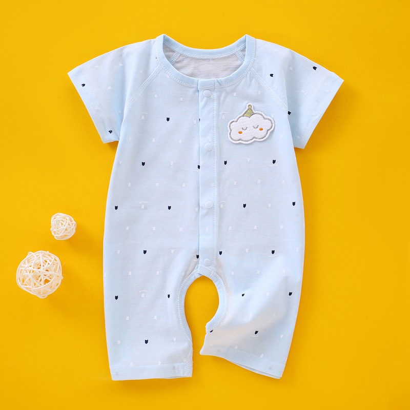 Baby Jumpsuit Pure Cotton Summer Thin Short-Sleeved Newborn Clothes a Underwear Baby Rompers Pajamas Jumpsuit Baby Clothes