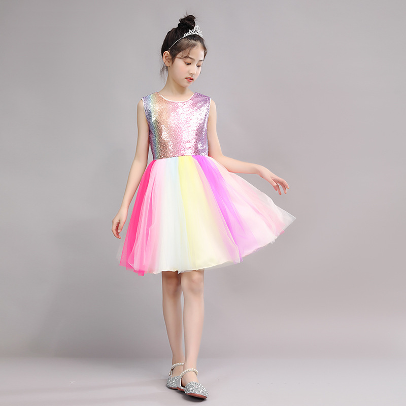 六一儿童节演出服蓬蓬裙幼儿园舞蹈服女童纱裙亮片公主裙表演服装