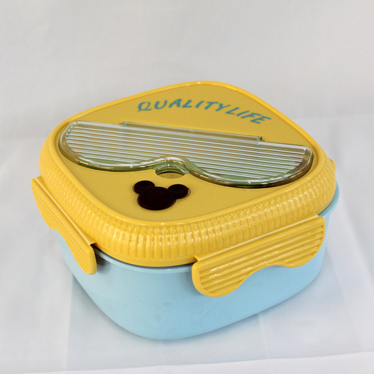High-Looking Plastic Crisper Lunch Box Lunch Box Lunch Box Food Grade Compartment with Spoon