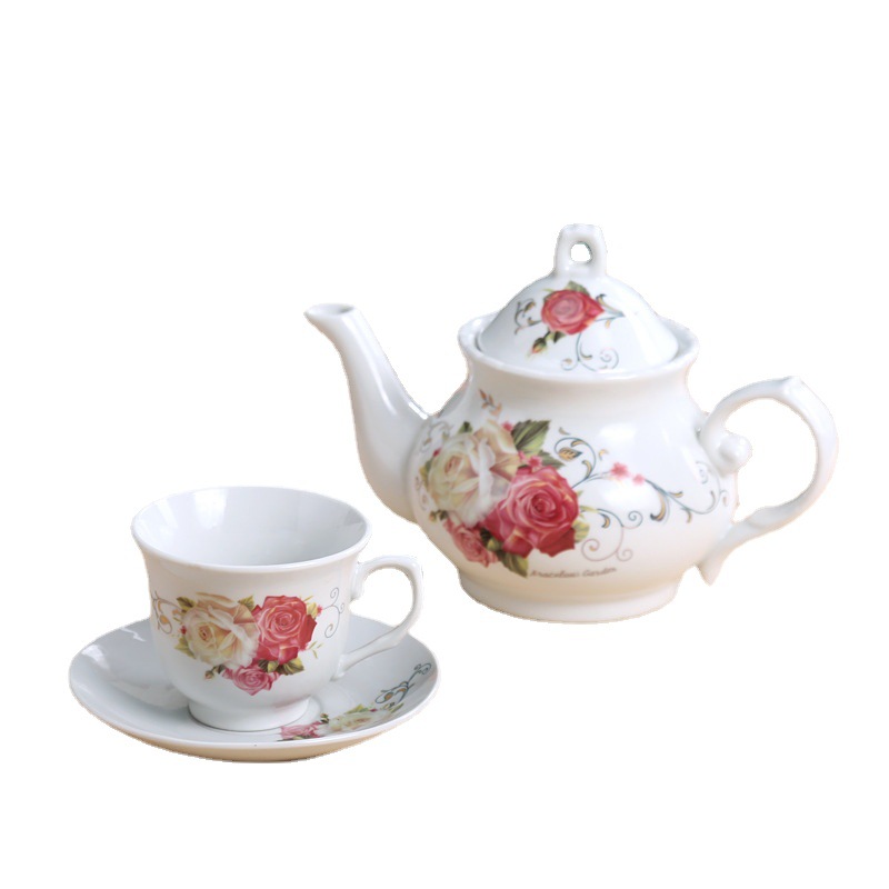 European Style Coffee Cup and Saucer Set Rose Coffee Set Cross-Border British Style Afternoon Tea Teaware 13-Piece Set Cup Pot Set