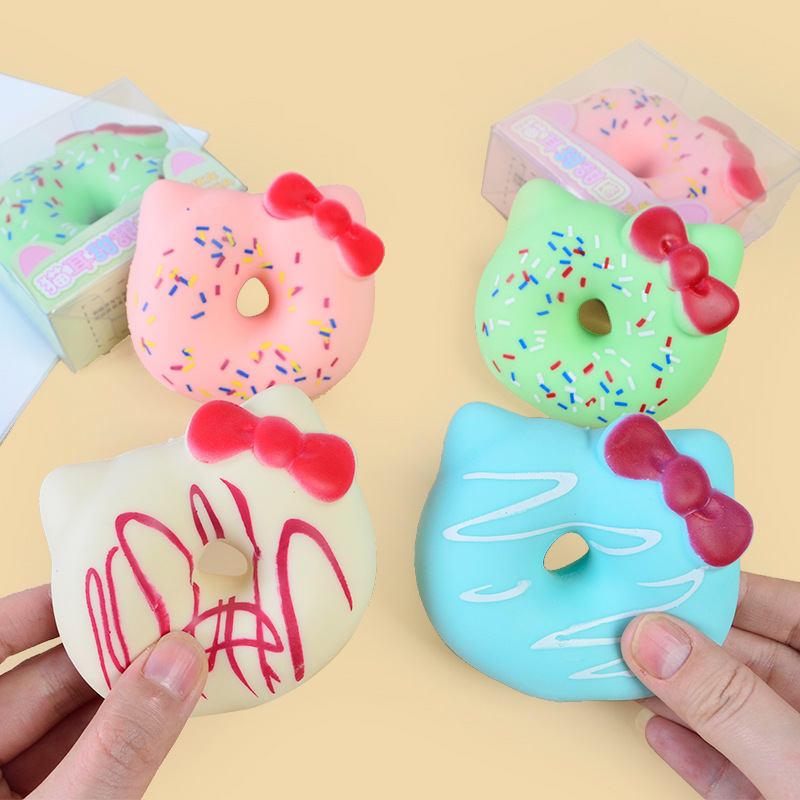 Creative Cute Cartoon Shape Cat Ear Donut Decompression Flour Slow Rebound Squeezing Toy Pressure Reduction Toy Wholesale