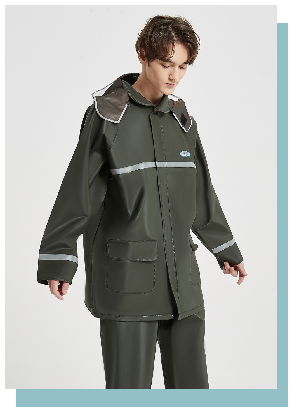 实力工厂双层加厚针织布雨衣雨裤套装男女式成人环卫外卖分体雨衣