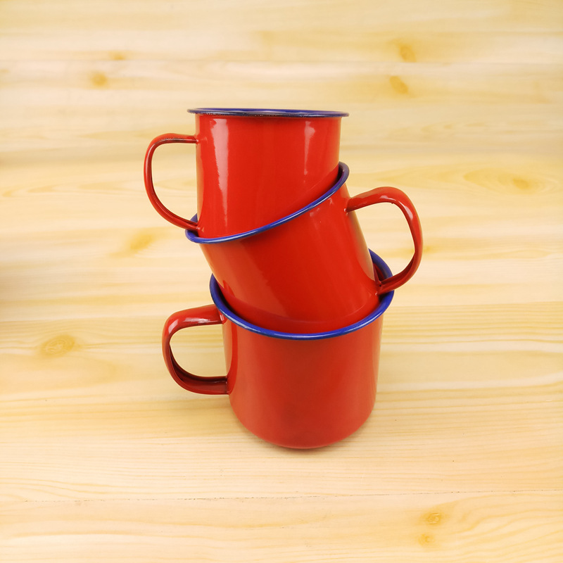 9cm cup christmas mug cup nostalgic cake old-fashioned hot pot enamelled cup enamel cup iron red