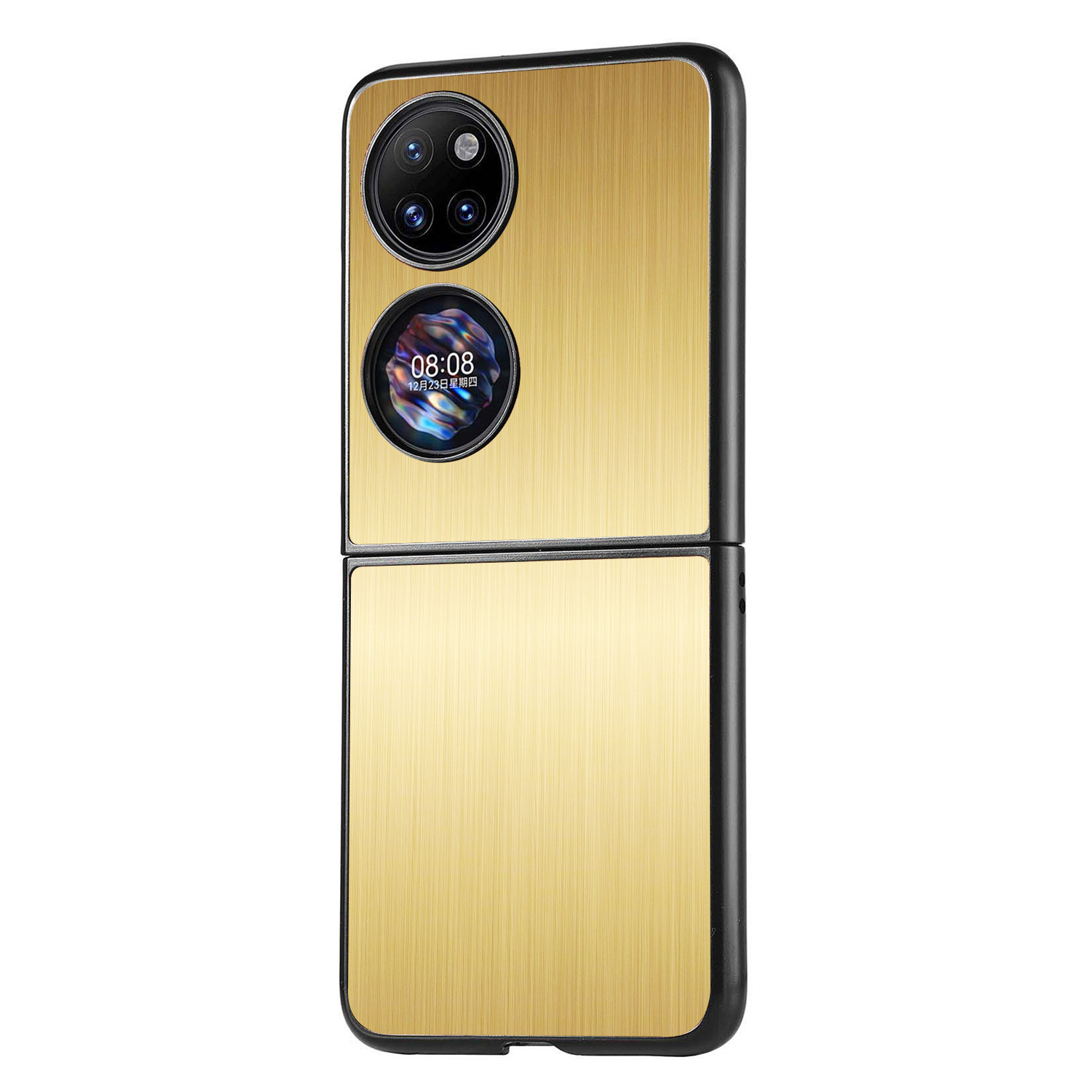 适用华为p50pocke五金不锈钢手机壳p50pocke拉丝金属折叠屏保护套