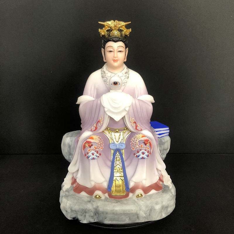 批发新款汉白玉碧霞元君眼光娘娘神像三霄娘娘家用供奉佛像摆件