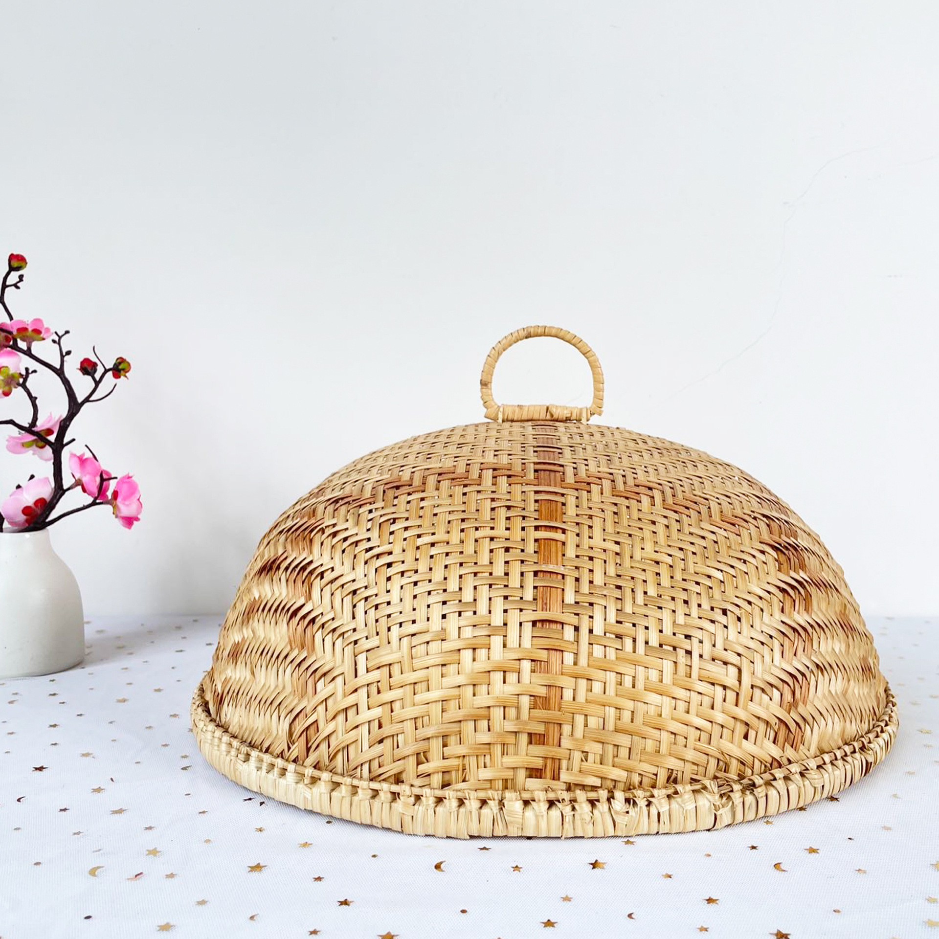 竹编菜罩天然纯手工菜罩家用桌盖饭罩防苍蝇食物罩竹工艺品圆菜罩