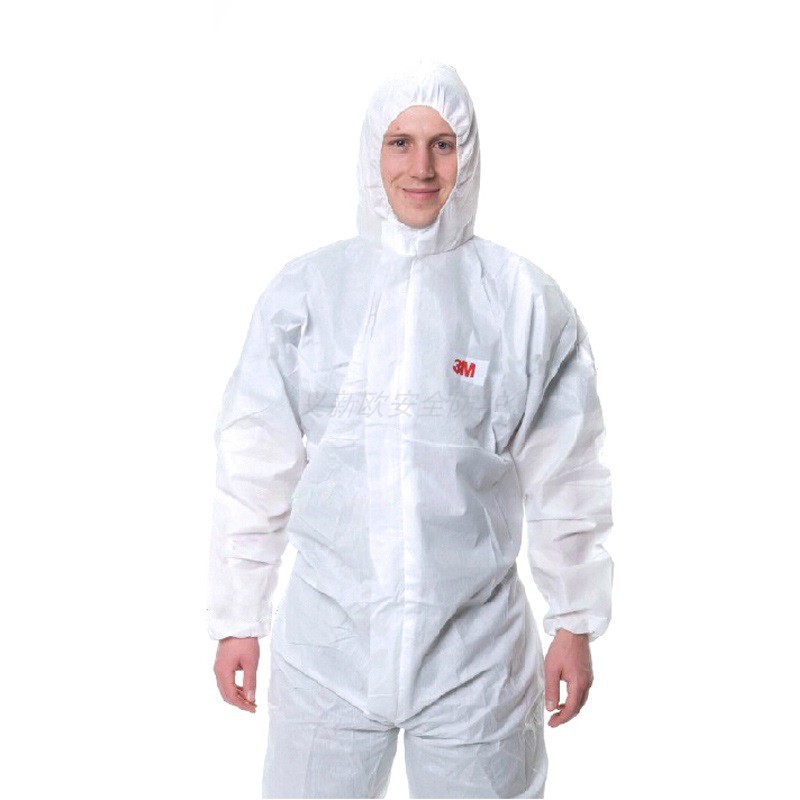 3m4515白色带帽连体防护服防护颗粒物及液体有限喷溅防尘服