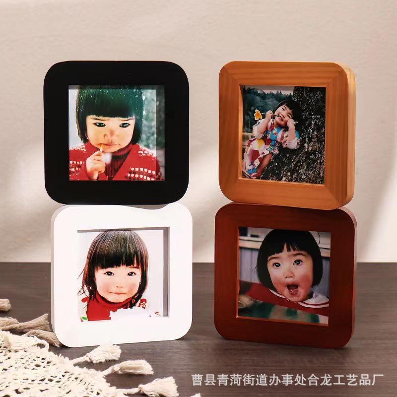 Small Photo Frame 2-Inch Decoration Desktop Square Photo Washing Couple Children Cardboard Niche High-Grade Decoration Platform Manufacturer