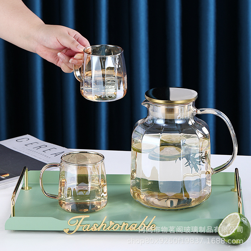 Hot Sale Transparent Large Capacity Cold Water Bottle Chiba Pot Water Pitcher Transparent Pot Colorful Pot Amber High-Grade