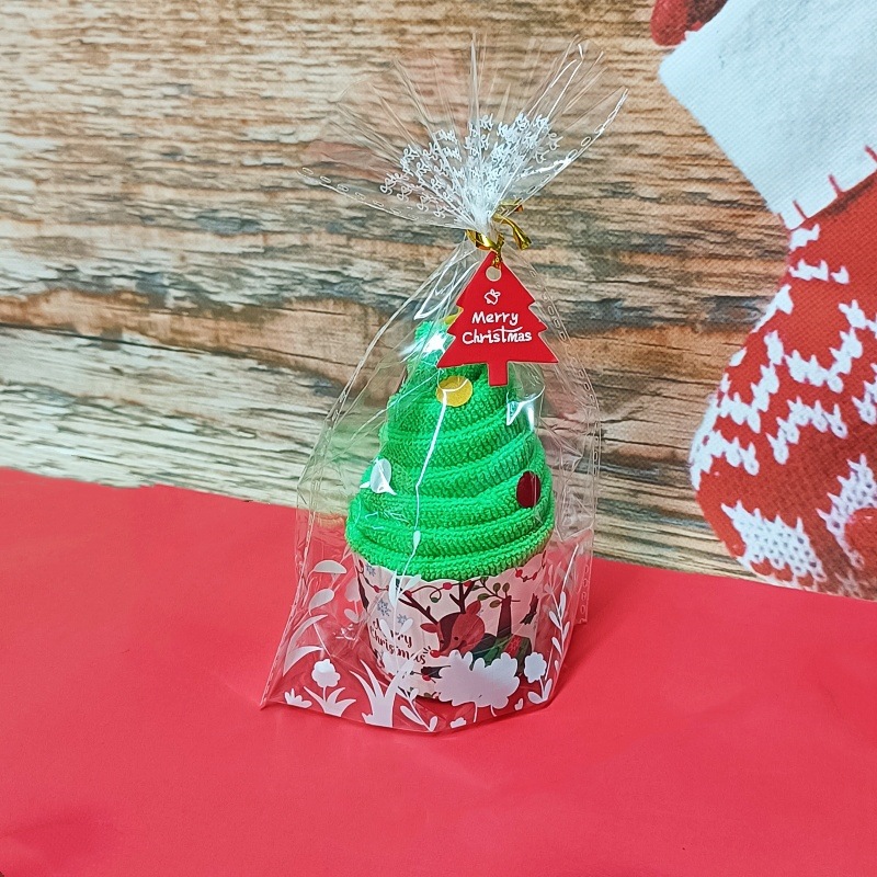 圣诞毛巾礼品圣诞树造型创意随手礼公司活动圣诞节装饰品批发