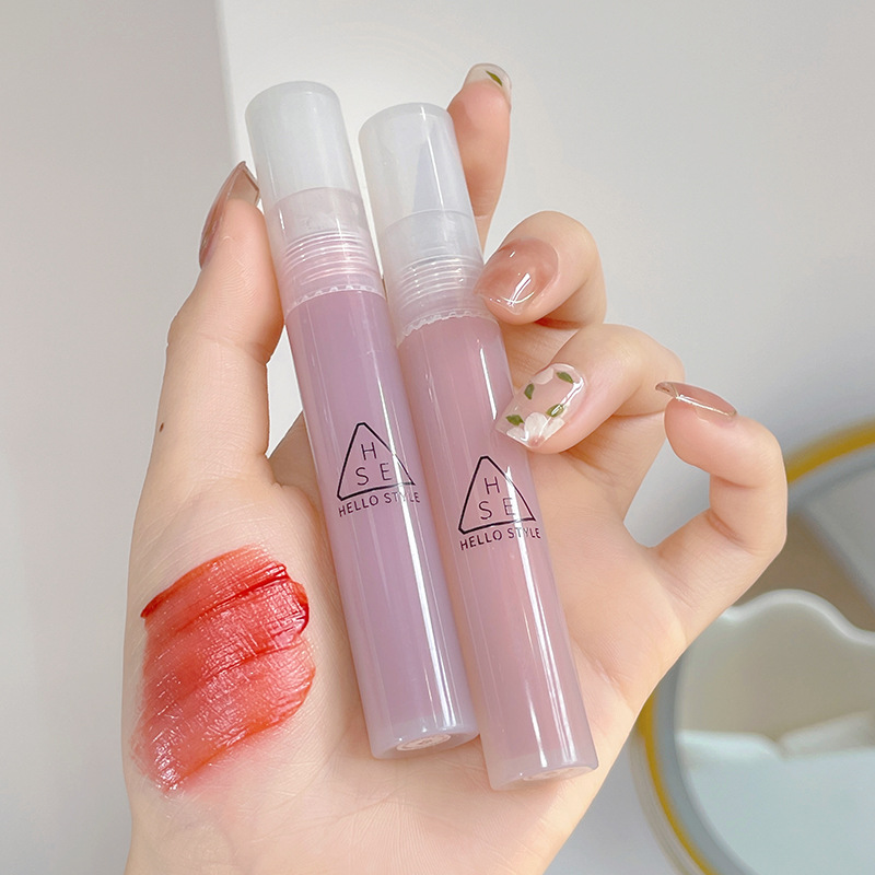 Tender Back High School Student's Honey Peach Color ~ Mirror Water Light Lip Lacquer Water Refraction Nourishing Long-Lasting Lip Gloss Lipstick Lip Gloss