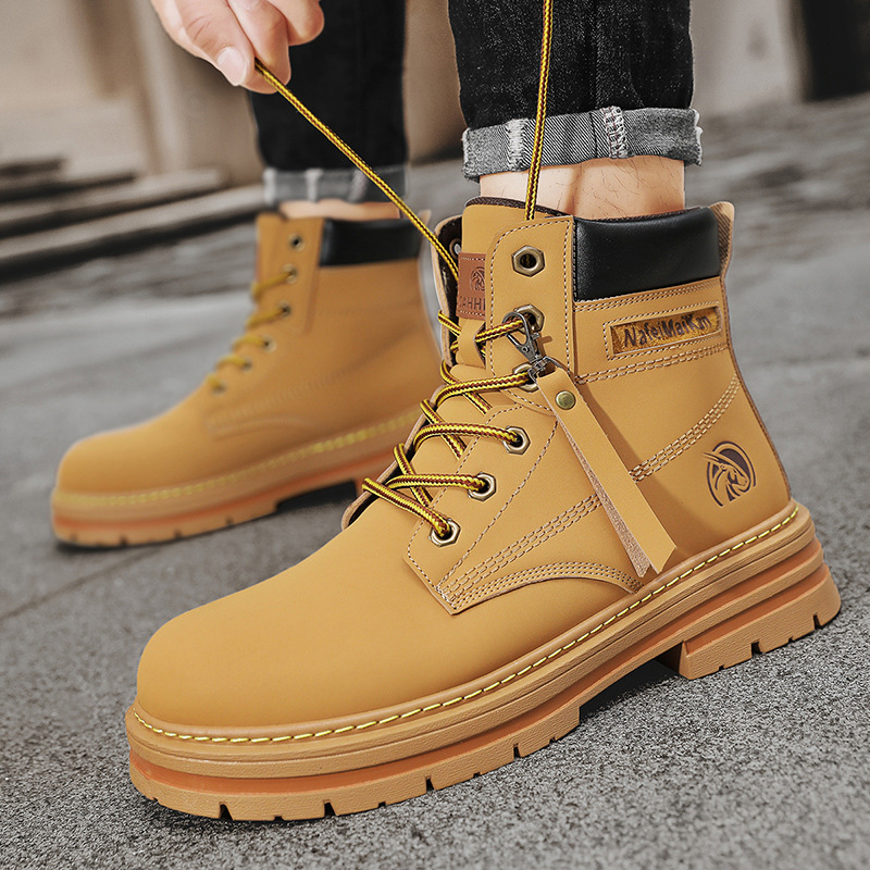 跨境速卖通亚马逊秋冬高帮休闲工装潮鞋英伦男士马丁靴大头机车靴