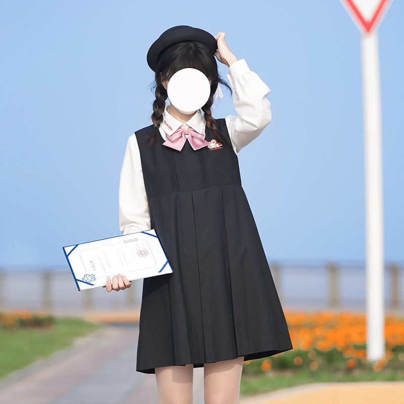 原创草莓啵啵兔护奶裙jk制服背带裙衬衫卡奶裙正版春夏套装