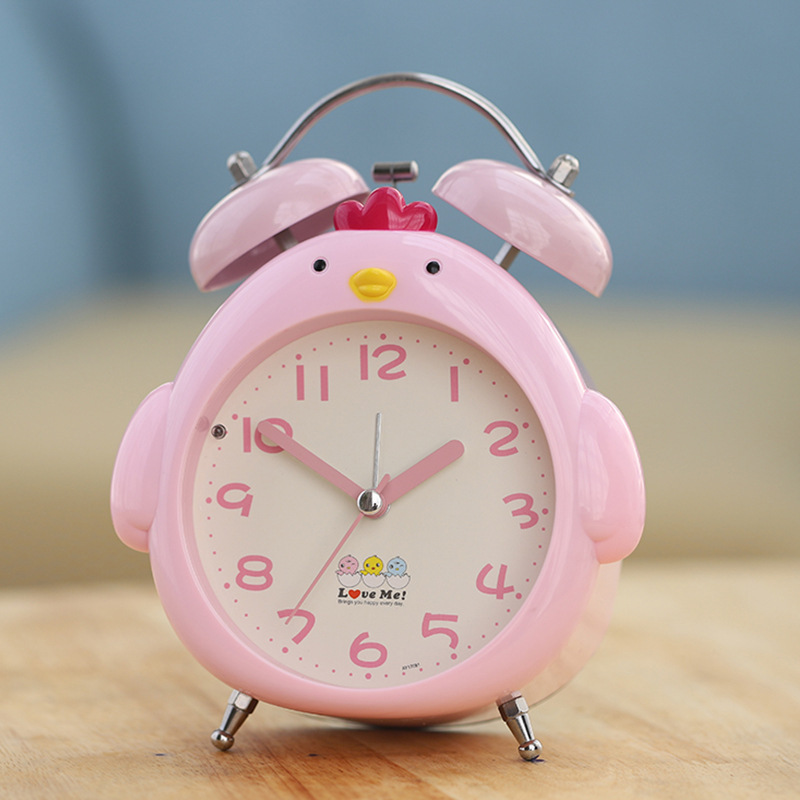 大铃声简约创意贪睡小闹钟卡通儿童学生用夜光简约静音床头小闹钟