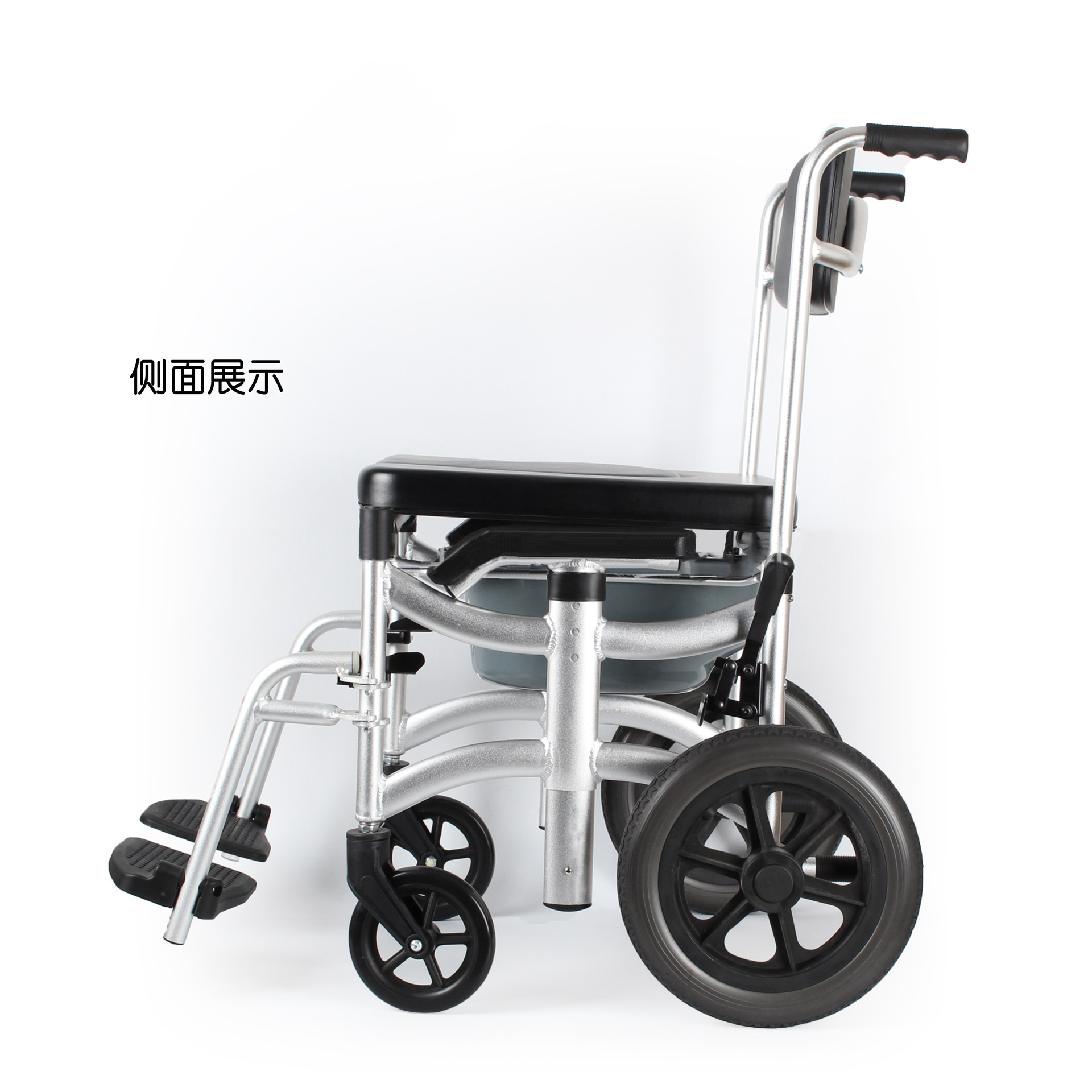 铝合金带轮坐便椅轮椅可折叠老人残疾人洗澡椅成人家用孕妇马桶器