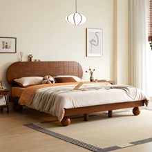 现代简约1米8双人主卧床实木床婚床卧室矮床原木床民宿复古床法式