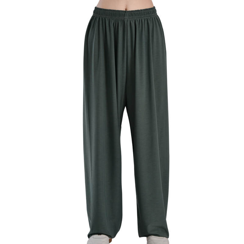 太极裤女冰弹丝夏季宽松太极拳服裤男练功裤武术裤冰丝灯笼裤