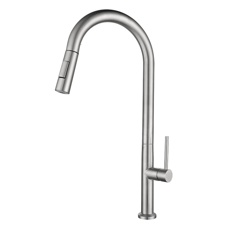 Sus304 Stainless Steel Kitchen Vegetable Basin Gun Gray Faucet Cold and Hot Water Pull-out Universal Sink Sink