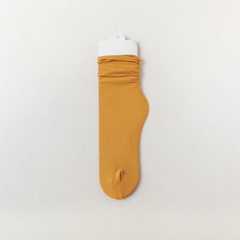 Ice Socks Bunching Socks Thin Solid Color Socks for Women Spring and Summer Mid-Calf Velvet Japanese Style Breathable Candy Socks Wholesale