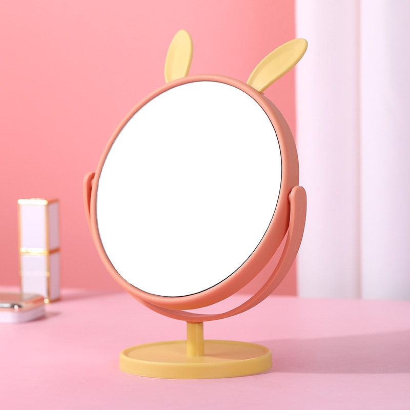 Makeup Mirror Desktop Student Household Dormitory Mirror Desktop Cat Ear Dressing Mirror Fairy Mirror Princess Small Mirror Wholesale