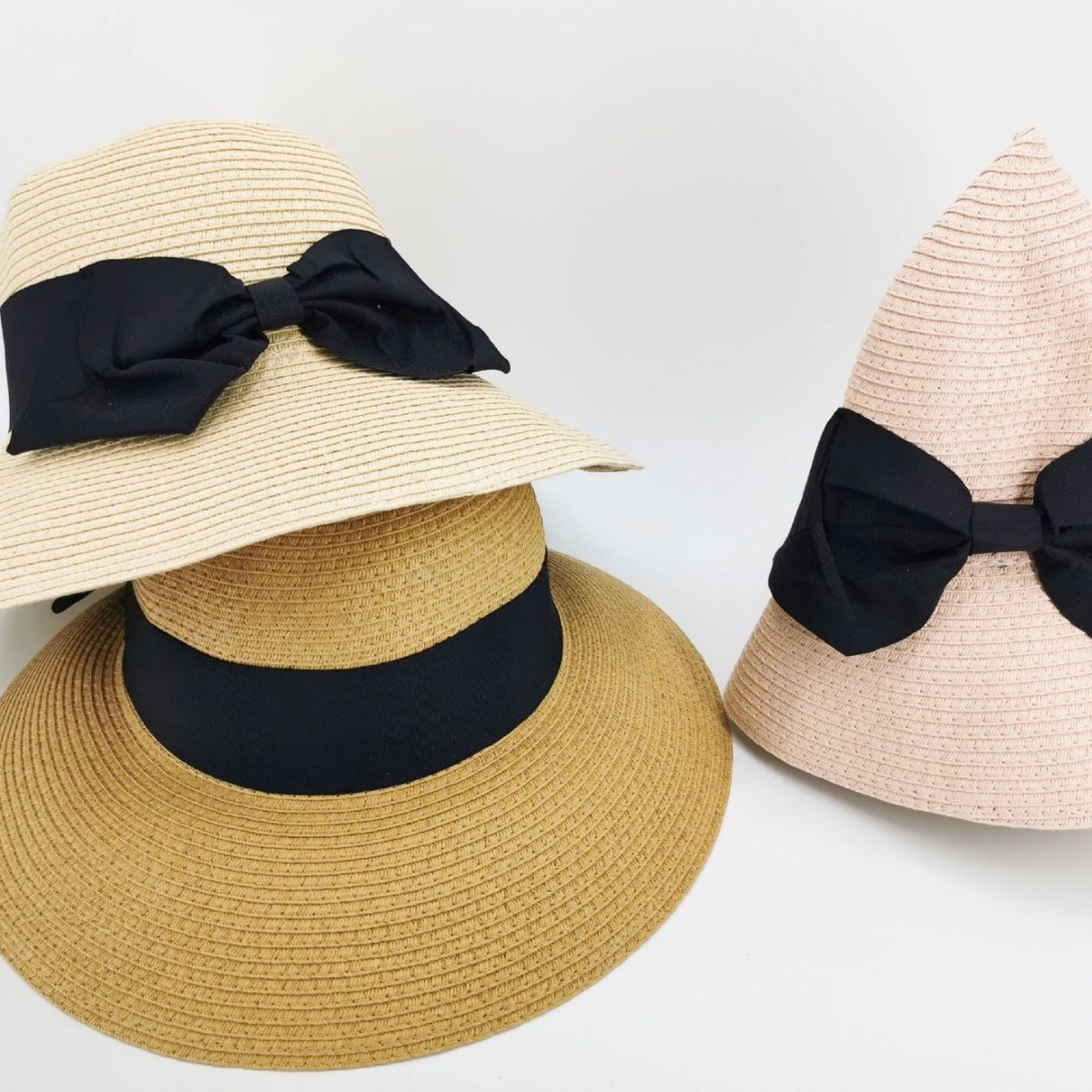 孙俪同款草帽帽子女夏季日本蝴蝶结草帽韩版百搭海边可折叠遮阳帽