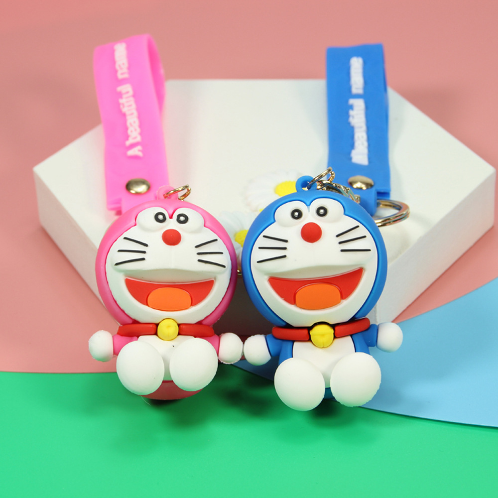 Cute 3d Doraemon Keychain Pendant Crane Machine Pokonyan Doll Wholesale Anime Doraemon Keychain