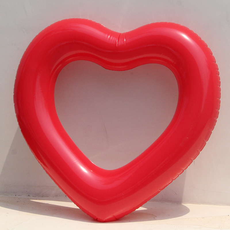 INS Hot Selling Sequins Love Swimming Ring Adult Heart Love Heart plus-Sized Thicker Inflatable Life Buoy Drifting Floating Bed
