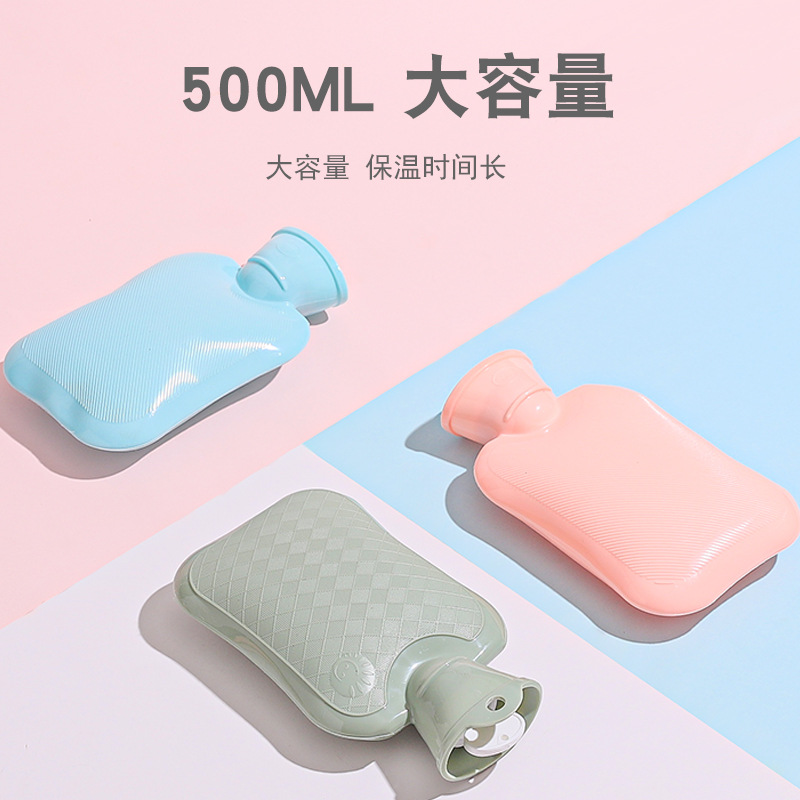 Winter New Hot Water Injection Bag High Density PVC Student Minimalist Hot-Water Bag Cute Cartoon Portable Hand Warmer