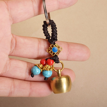 黄铜苹果钥匙扣车锁匙挂件五帝钱佛牌景区庙会直播地摊夜市小商品-阿