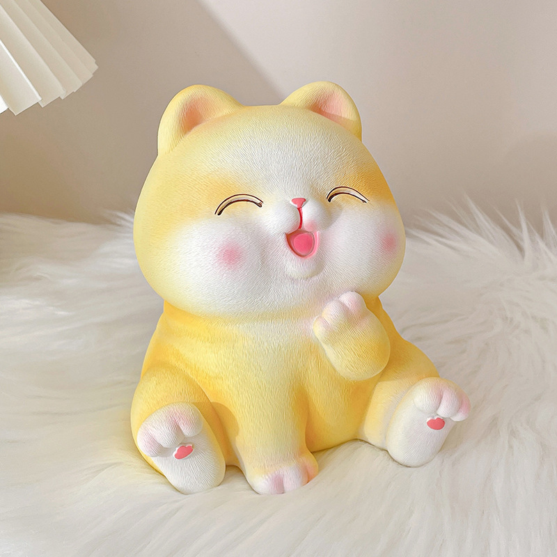 Cute Desktop Large Capacity Can Enter and Exit Cartoon Cat Savings Bank Children's Day Gift Lazy Cat Vinyl Coin Bank