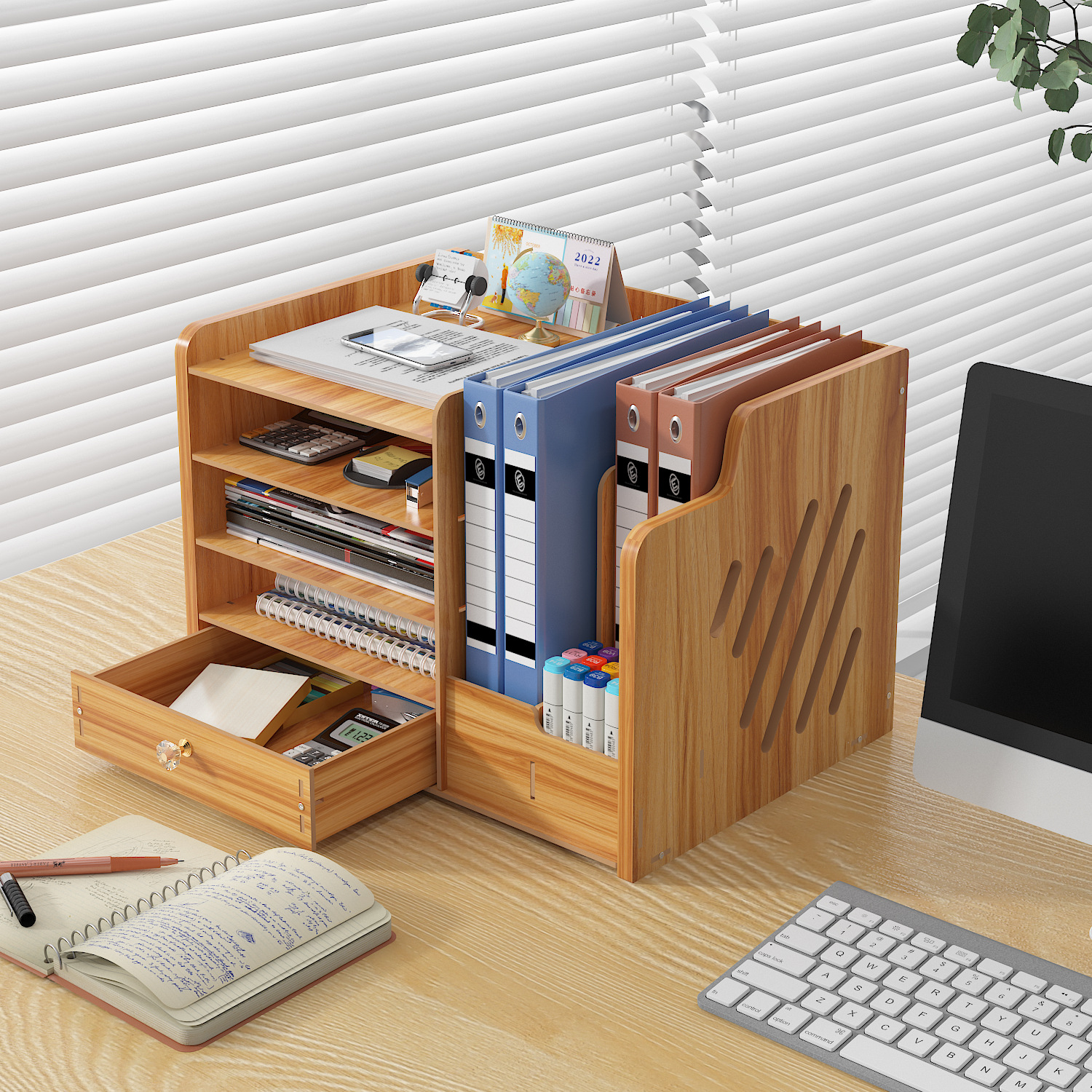 5成交737个办公室多层桌面收纳盒带锁家用工位文件抽屉式置物架书桌