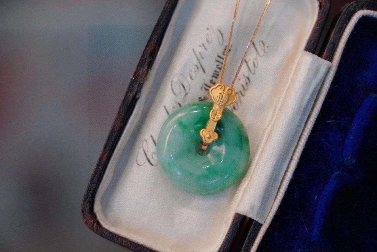 足金999如意天然翡翠平安扣如意吊坠送礼黄金福平安扣18k金项链女