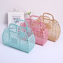 summer Large plastic basket bags for ladies镂空菜篮子女士包