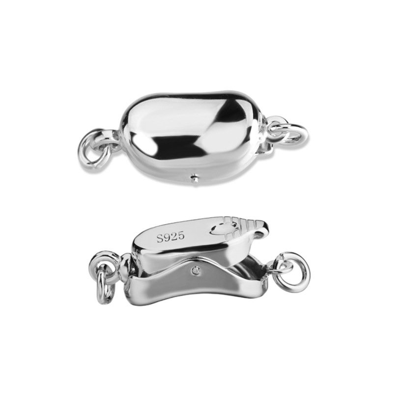 S925 Sterling Silver Ingot Buckle Pearl Necklace Clasp DIY Handmade Accessories Metal Button Pea Buckle Stick Buckle Bracelet Button