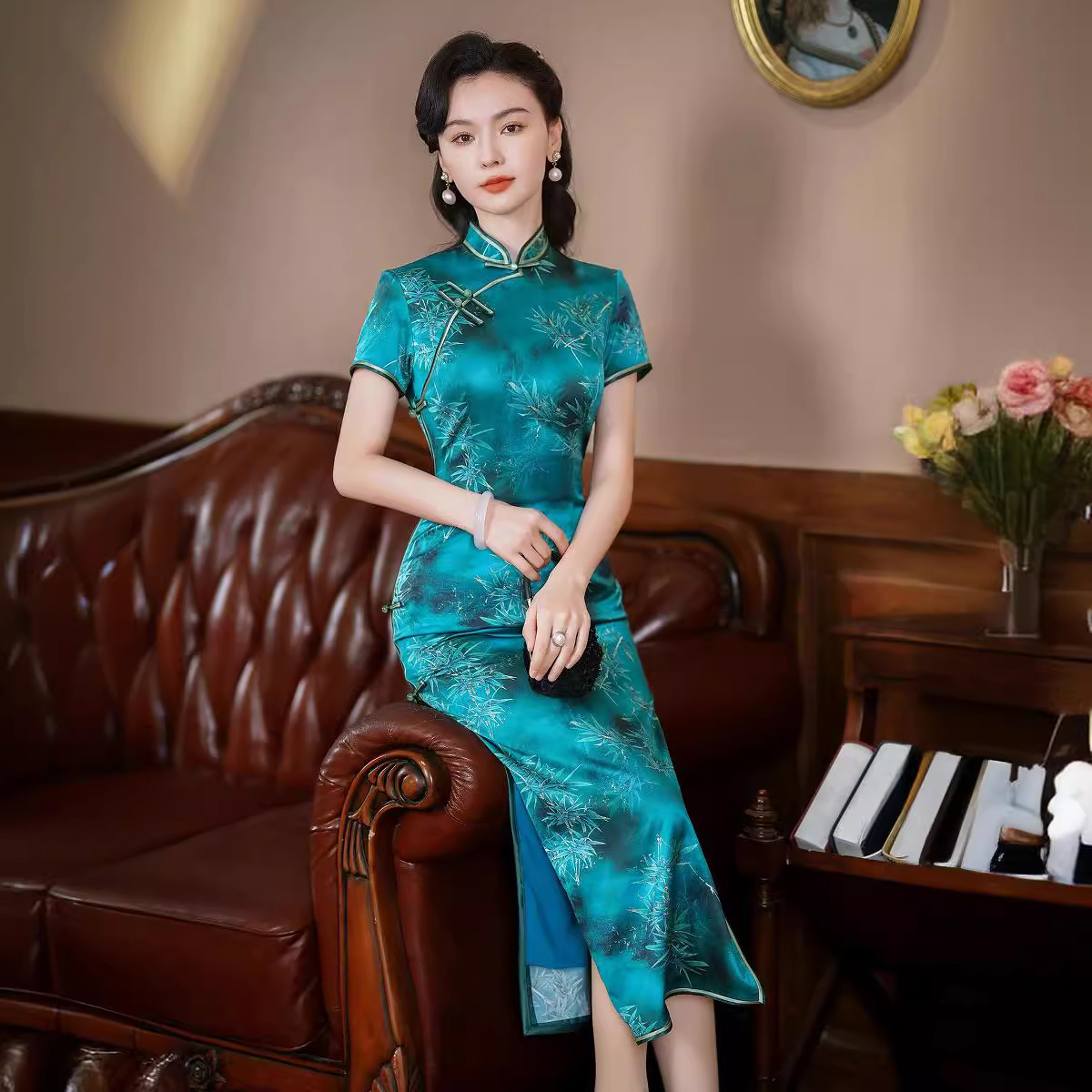 真丝旗袍长款2024夏季新款改良桑蚕丝复古时尚少女中国风连衣裙