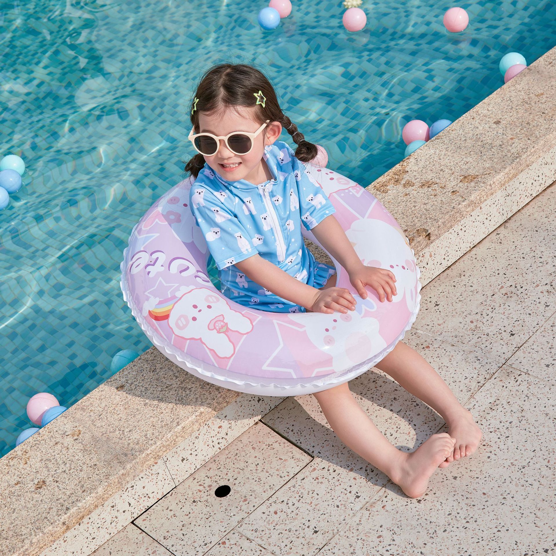 佳岚批发 萌萌兔游泳圈太空人成人 儿童泳圈 水上充气救生圈