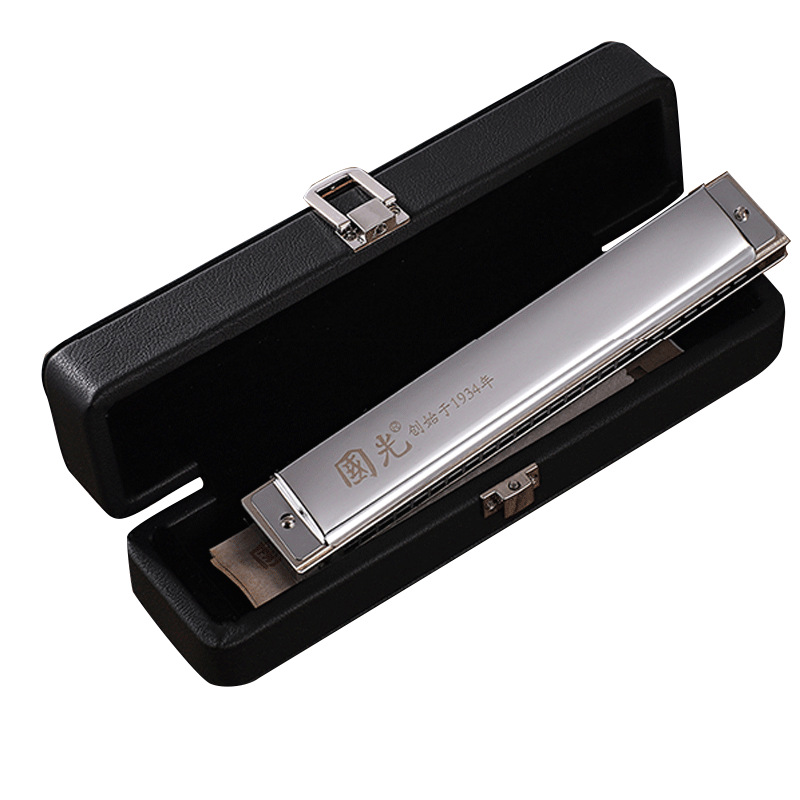 国光24孔复音c调口琴正品金属铜格初学者学生高级成人专业演奏级