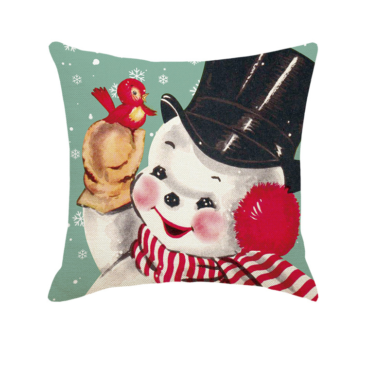 New Christmas Linen Pillow Cover Simple Single-Sided Printing Cushion Cover Home Car and Sofa Christmas Pillow