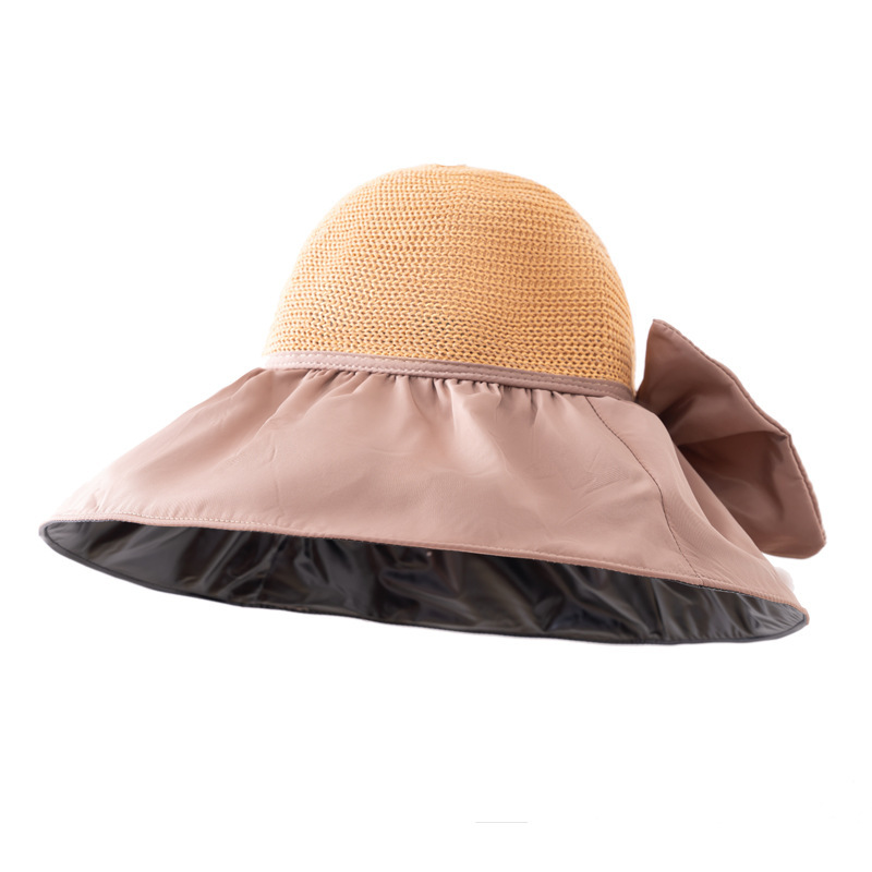 Women's Sun Hat Sun Protection Big Brim Hat Summer Leisure All-Matching Travel Korean Style Summer Foldable Face Covering Sun Hat