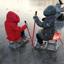 冰车户外滑冰车冬季滑雪儿童玩具冰爬犁双人成人亲子装全家款冰刀