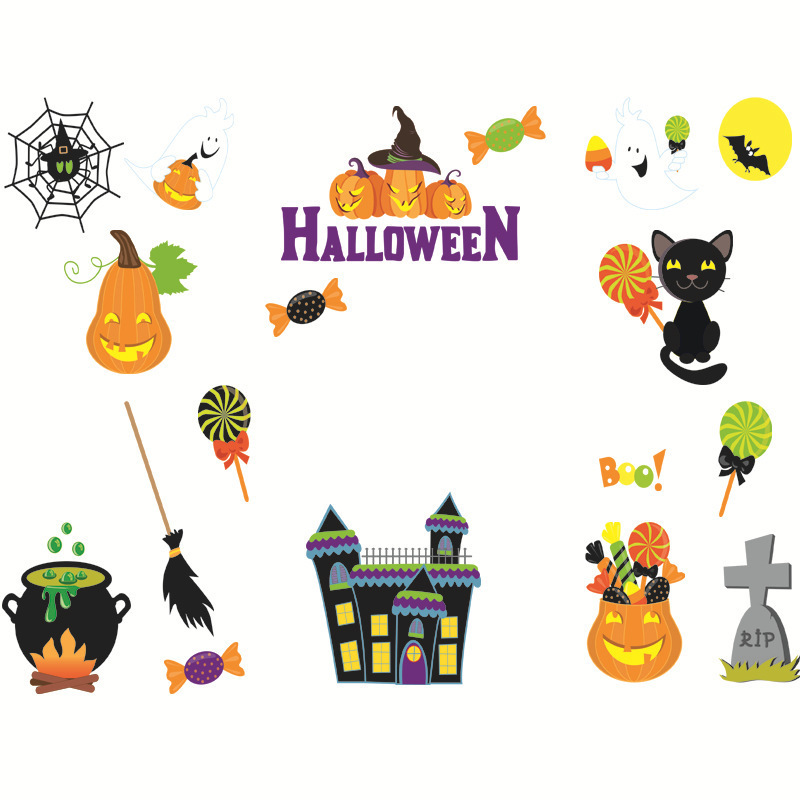 Halloween Decoration Kindergarten Stickers Glass Door Stickers Window Flower Shop Mall Bar Layout Decoration Supplies