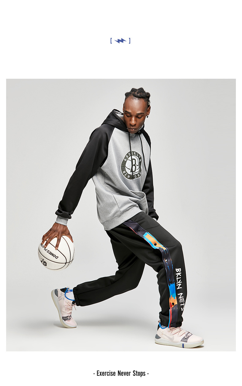 篮球卫衣连帽男秋季nba球队出场热身服运动长袖t恤帽衫美式投篮服